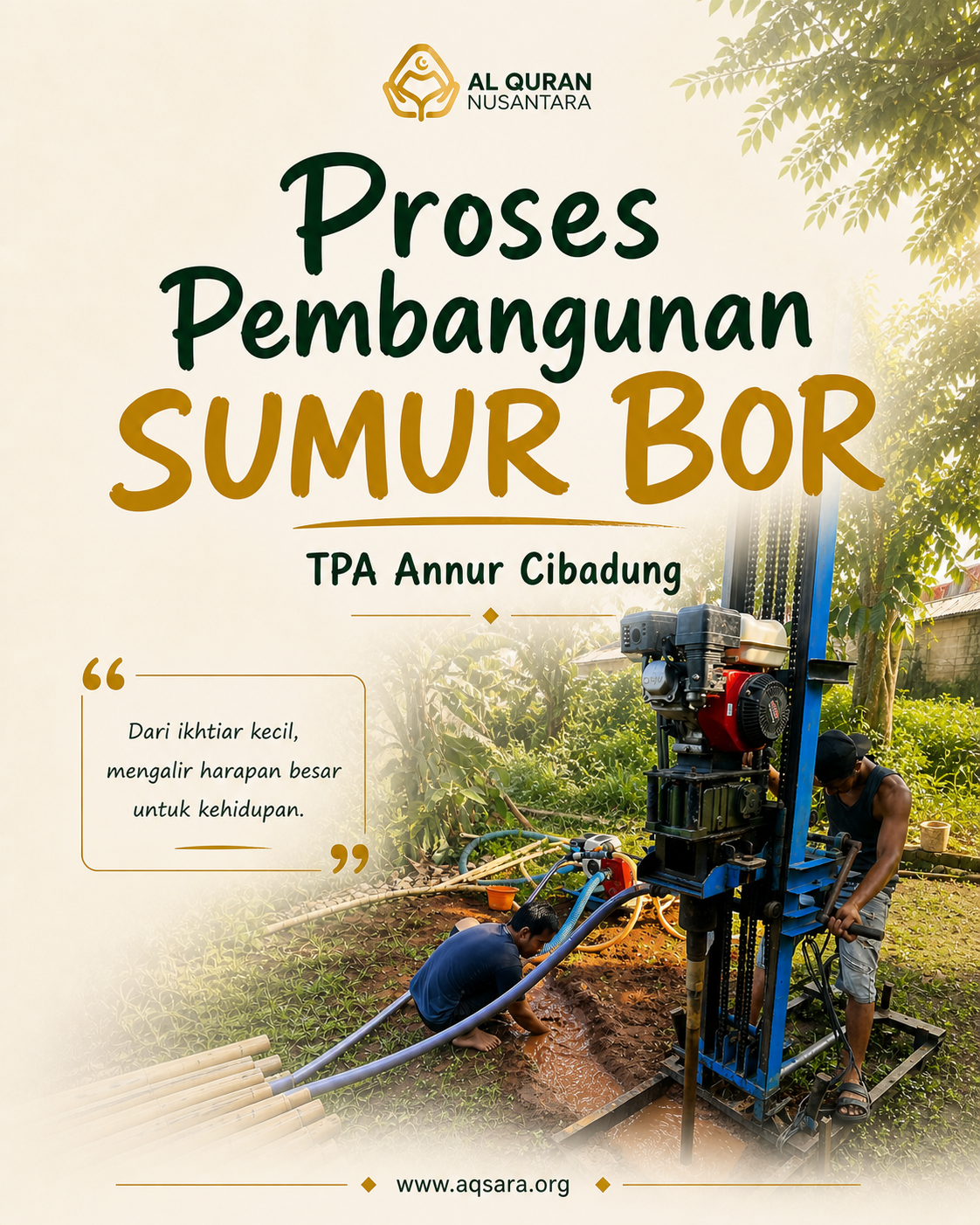 Proses Pembangunan Sumur Bor TPA Annur Cibadung