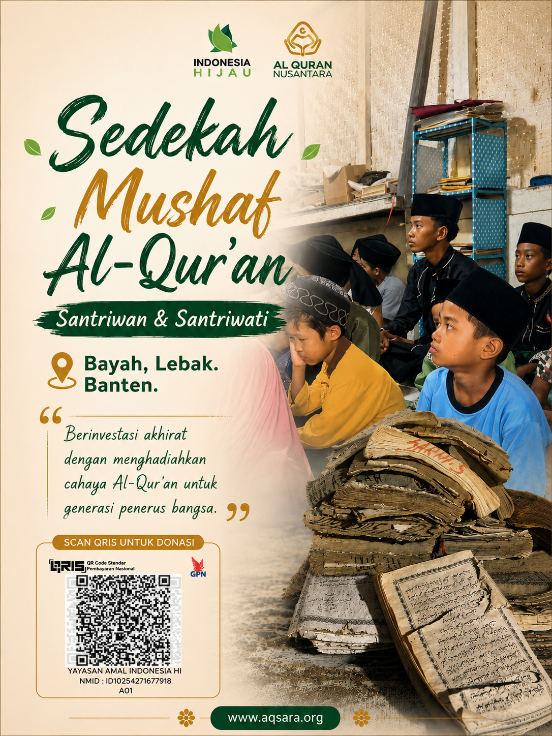 SEDEKAH MUSHAF AL-QUR’AN UNTUK SANTRI KAMPUNG BAYAH, BANTEN